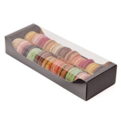 Caja 18 macarons marrón-oro