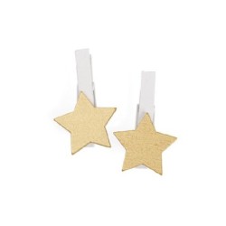 Pinzas madera estrella dorada