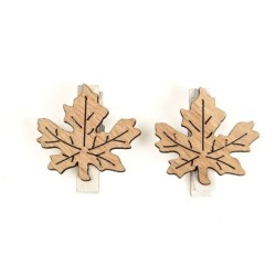 Pinzas madera hoja otoño