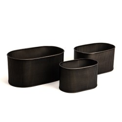 Set 3 contenedore smetal negro