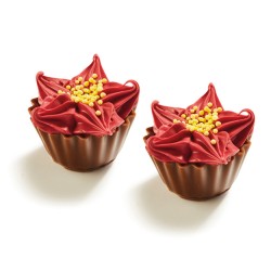 Cupcake ponsetias rojas